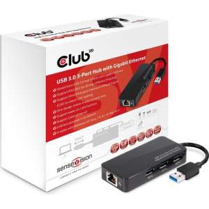 CLUB3D USB 3.0 Hub 3-Port with Gigabit Ethernet