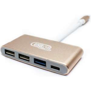 USB C hub met 4 aansluitingen (goud)