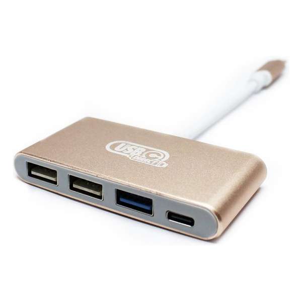 USB C hub met 4 aansluitingen (goud)