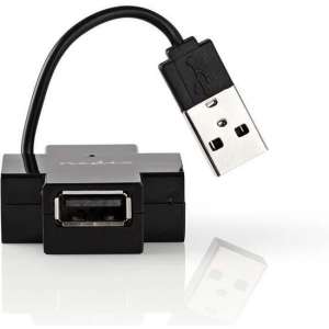 Nedis mini USB hub met 4 poorten - USB2.0 - busgevoed / zwart - 0,10 meter