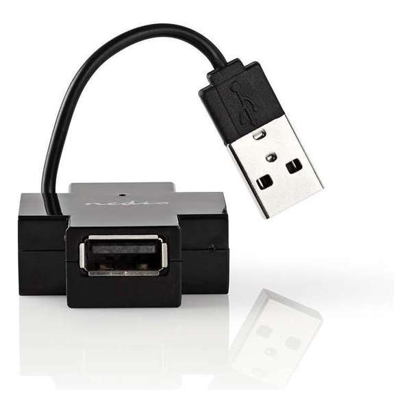 Nedis mini USB hub met 4 poorten - USB2.0 - busgevoed / zwart - 0,10 meter