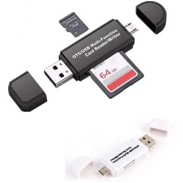 3-in-1 type C USB-kaartlezer / Schrijver - Zwart