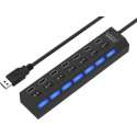 USB 2.0 HUB 7-poorten met aan / uit schakelaar en LED