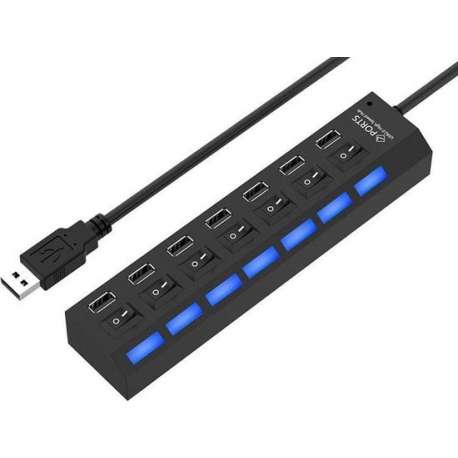 USB 2.0 HUB 7-poorten met aan / uit schakelaar en LED