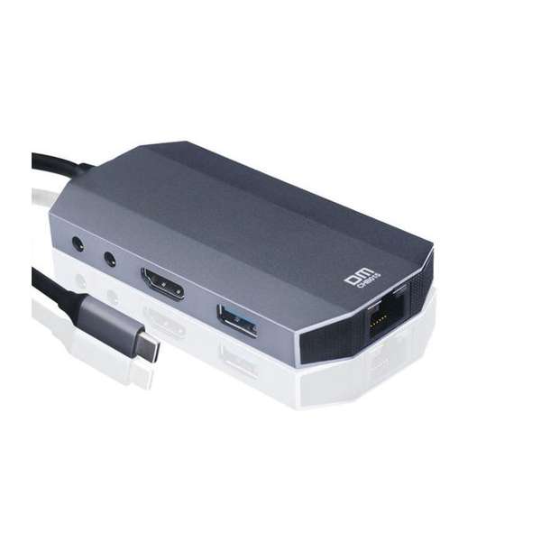 DrPhone DM4 -  9 in 1 HUB - Complete Uitbreiding – USB 3.0 - Gigabit RJ45 - Laden - AUX - HDMI 4K – Voor o.a. Macbook / Surface