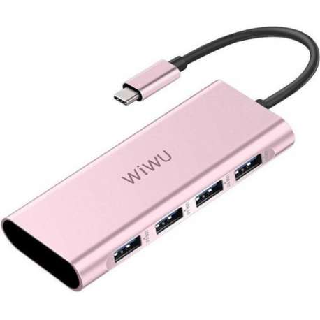 Apollo A440 4-in-1 (4x USB 3.0 / Data / Charging) Aluminium Case Type-C Hub Convertor - Rose Goud