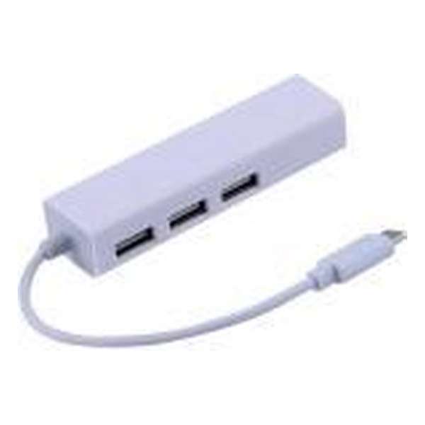 USB 3.1(C) Gigabit LAN Ethernet Adapter + 3 Poorts USB Hub