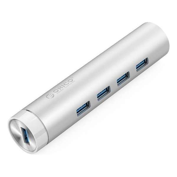 Orico - Aluminium USB3.0 hub met 4 Type-A poorten - Type-C & Type-A -5Gbps - VIA contoller - Zilver