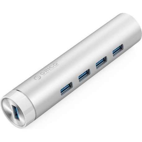 Orico - Aluminium USB3.0 hub met 4 Type-A poorten - Type-C & Type-A -5Gbps - VIA contoller - Zilver