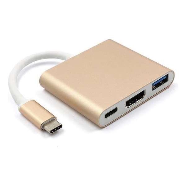 3 in 1 Type C Hub Converter 4k Versie 3840x2160p (1x Type-C, 1x HDMI, 1x USB 3.0) USB C Hub - Goud