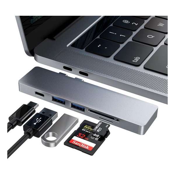 MacBook USB C Adapter Hub 5 in 1| USB-C (Power Delivery) / 2*USB-A 3.0 / SD / Micro SD