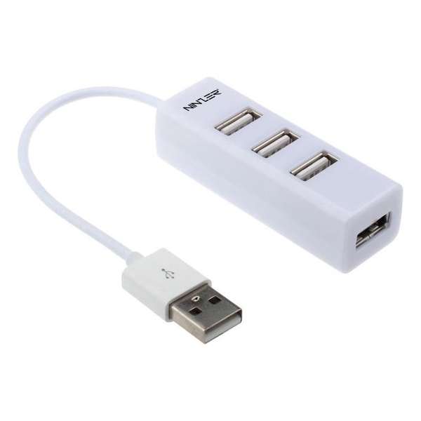 Ninzer® Mini USB Hub met 4 USB aansluitingen | Wit