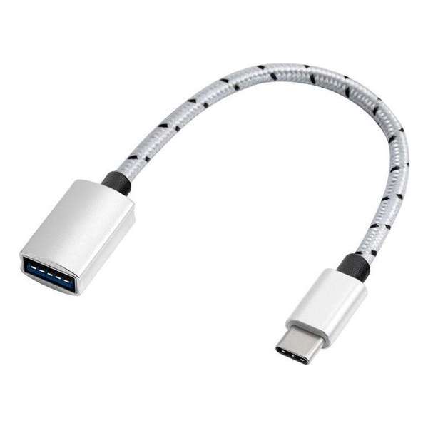 NÖRDIC USBC-N1178, USB-C 3.1 hub naar USB-A OTG, 15 cm, zilver