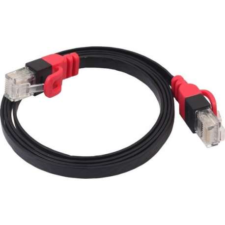 By Qubix internet kabel - 2m REXLIS serie CAT6 Ultra dunne Flat Ethernet netwerk LAN kabel (1000Mbps) - Zwart
