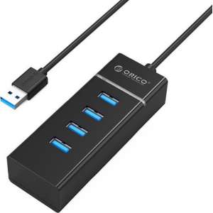 Orico - Stijlvolle USB 3.0 hub met 4 poorten voor - Windows XP / Vista / 7 / 8 / 10 / Linux / Mac OS -LED-indicator - Zwart