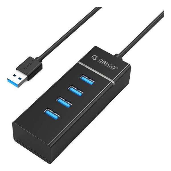 Orico - Stijlvolle USB 3.0 hub met 4 poorten voor - Windows XP / Vista / 7 / 8 / 10 / Linux / Mac OS -LED-indicator - Zwart