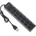 7 poorten LED USB 2.0 Adapter Hub aan/uit Schakelaar PC Laptop