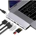 USB C Adapter Hub Macbook - 4K HDMI - (Micro)SD Kaart - 5K USB C - USB 3.1 - Zilver ClickHub