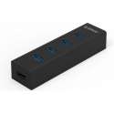 Orico - Matzwarte USB3.0 Hub met 4 type-A Poorten - voor Windows XP/Vista/7/8/8.1/10, Linux en Mac OS - 5Gbps - VIA-chip