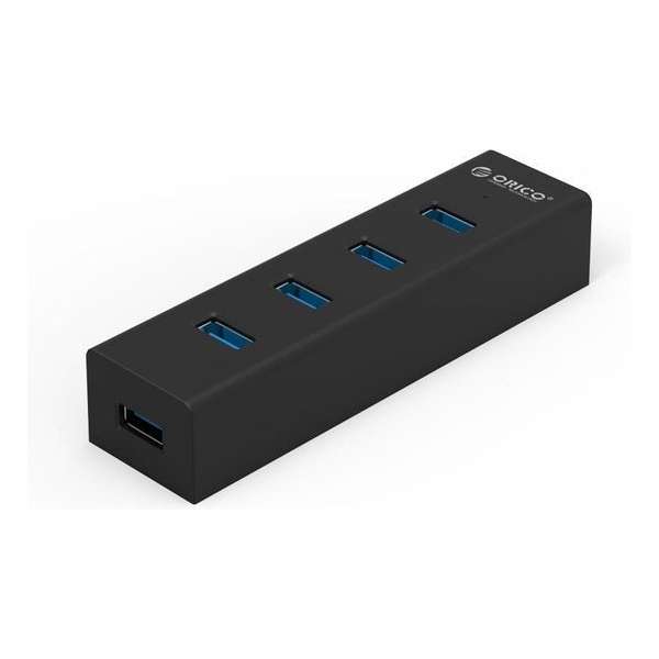 Orico - Matzwarte USB3.0 Hub met 4 type-A Poorten - voor Windows XP/Vista/7/8/8.1/10, Linux en Mac OS - 5Gbps - VIA-chip