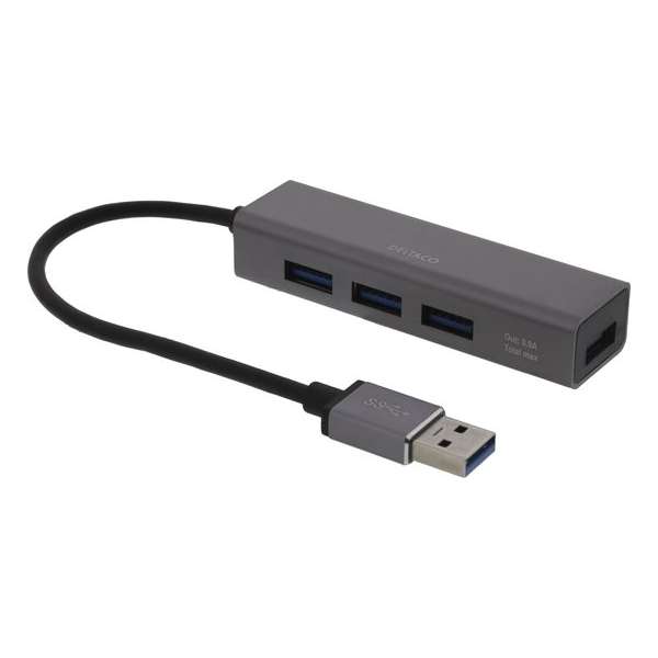 DELTACO UH-486 Mini USB hub 4-poorts - USB 3.1 Gen 1 (5Gbps) - Space Grey