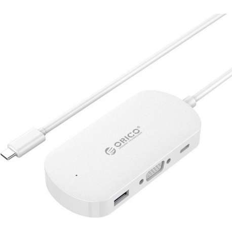 Orico 3-in-1 Type-C hub met USB 3.0 Type-A, Type-C PD en VGA poorten - Power Delivery - IC chip - Kabellengte 30 CM - Wit