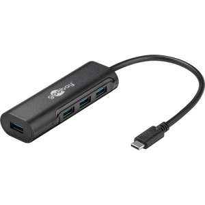 Goobay USB-C naar 4x USB Hub - USB3.0 / zwart - 0,15 meter