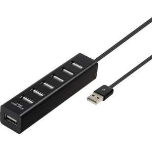 USB 2.0-hub met 7 poorten. Tot 40 keer sneller dan USB  1.1.-  Plug en Play.