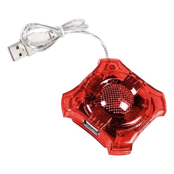 4 Poorts USB 2.0 Hub Star - Rood