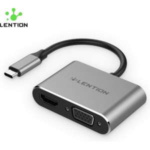 Lention - Premium USB-C HUB - HDMI 4K Input - VGA Input - Verbluffende Kwaliteit - CB-TP- C51sHV-SC- GRY