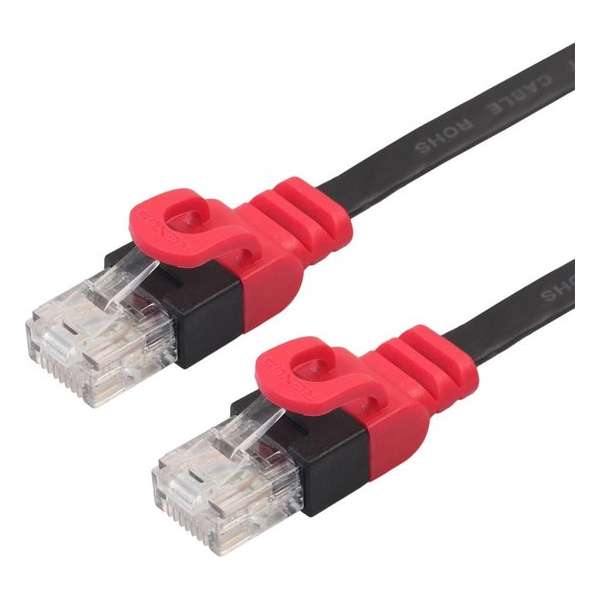 By Qubix internet kabel - 8m REXLIS serie CAT6 Ultra dunne Flat Ethernet netwerk LAN kabel (1000Mbps) - Zwart