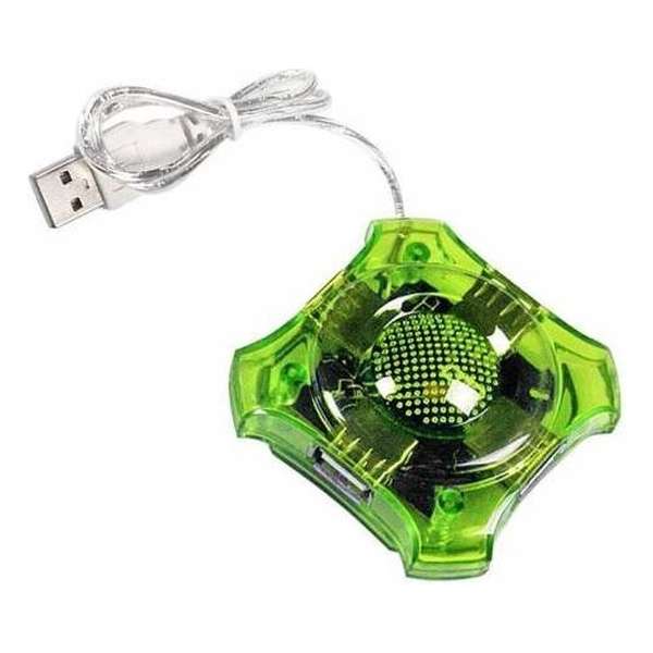 4 Poorts USB 2.0 Hub Star - Groen