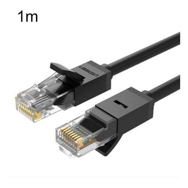 By Qubix internet kabel - 1m UGREEN serie CAT6 Rond Ethernet netwerk kabel (1000Mbps) - Zwart
