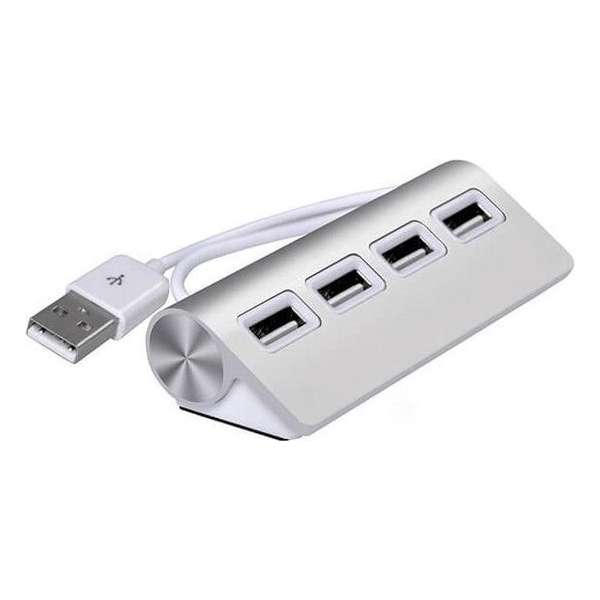 Casecentive Aluminium USB 2.0 hub 4 poorten - USB hub - zilver