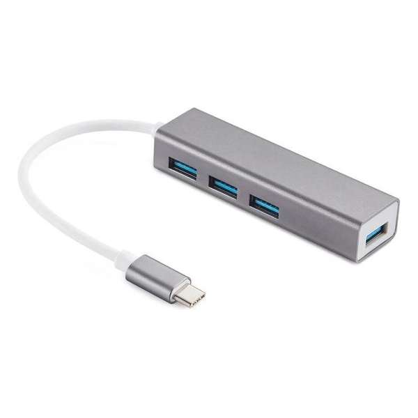 NÖRDIC USBC-N1184, Mini USB-C HUB 4-poorten USB 3.1, Aluminium, Space grey