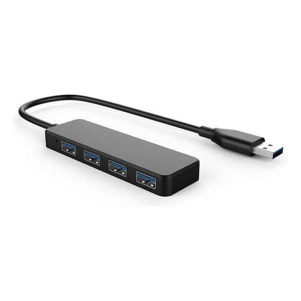 NÖRDIC USB-HUB1  USB HUB naar 4-poort 3.1 GEN hub 30 cm kabel, zwart/ grijs