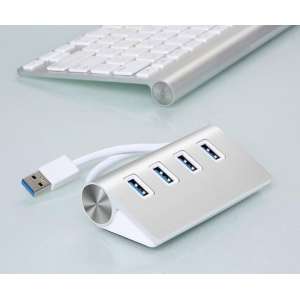 USB 3.0 HUB met 4 Poorten / 5Gbps High Speed / Aluminium / Zilverkleurig