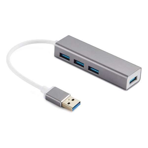 NÖRDIC USB-HUB, HUB 4-poorten USB 3.1, Aluminium, Space grey