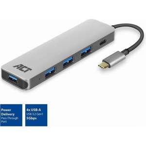 ACT AC7053 interface hub USB 3.2 Gen 1 (3.1 Gen 1) Type-C 5000 Mbit/s Grijs