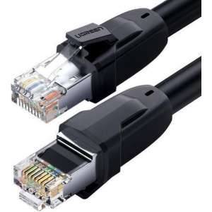 By Qubix internetkabel - 2m UGREEN serie - CAT8 Rond Ethernet LAN netwerk kabel (25Gbps) - Zwart