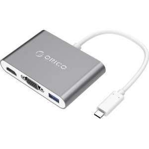 Orico USB-C Hub HDMI, VGA, USB, USB-C PD - Aluminium - Grijs