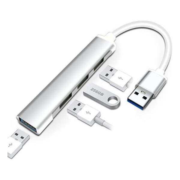 Mini Usb Hub 3.0 | 4 poorten | Zilver | Aluminium | 411,415