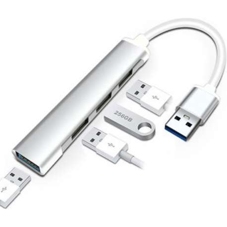 Mini Usb Hub 3.0 | 4 poorten | Zilver | Aluminium | 411,415