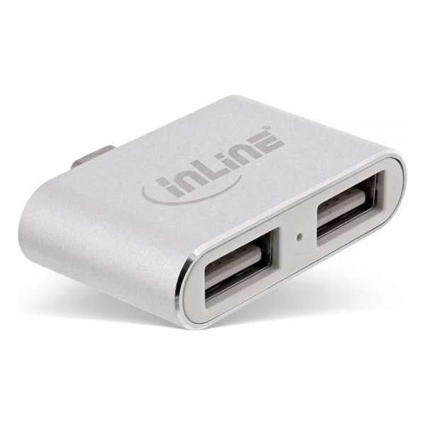 InLine USB-C hub met 2 USB-A poorten - busgevoed - USB2.0 / zilver