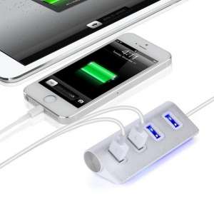 DrPhone - Super Speed Mini 4-Poorts Led USB 2.0 Splitter Aluminium Voor iMac Macbook Pro Air Laptop Desktop PC NoteBook