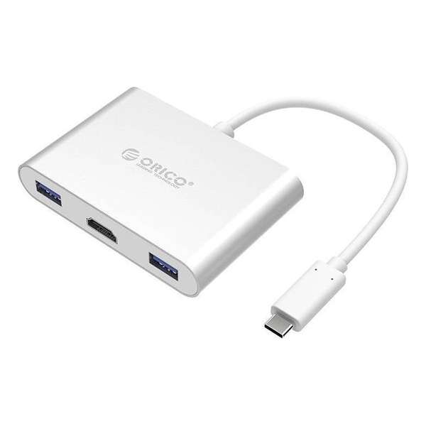 Orico USB-C Hub 4K HDMI, 1x USB-C, 3x USB - Aluminium - Zilver