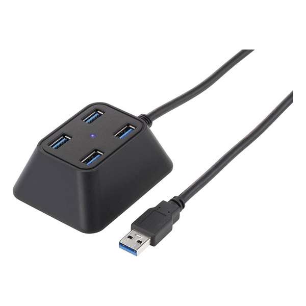 4 poorten USB 3.0 hub Met status-LED's Renkforce "Desktop" Zwart