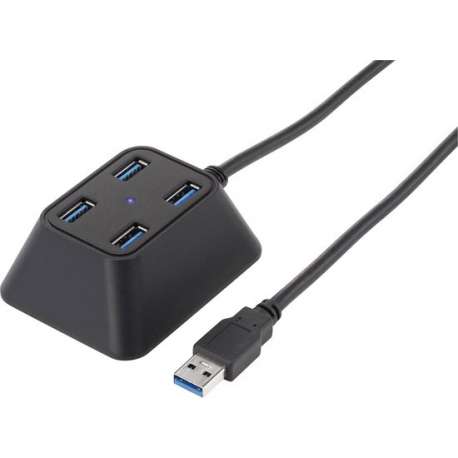 4 poorten USB 3.0 hub Met status-LED's Renkforce "Desktop" Zwart