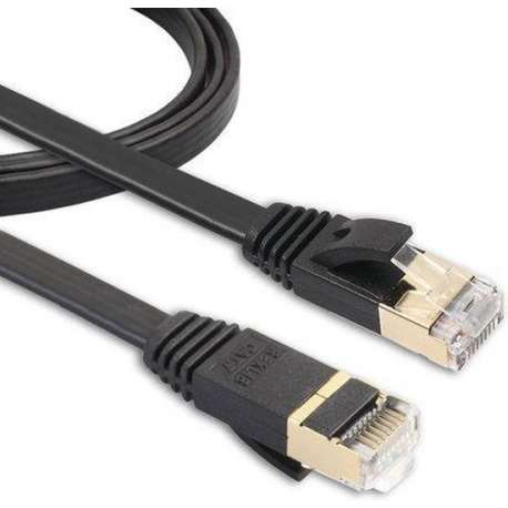 1m CAT7 Ultra dunne Flat Ethernet netwerk LAN internet kabel (1000Mbps) - Zwart