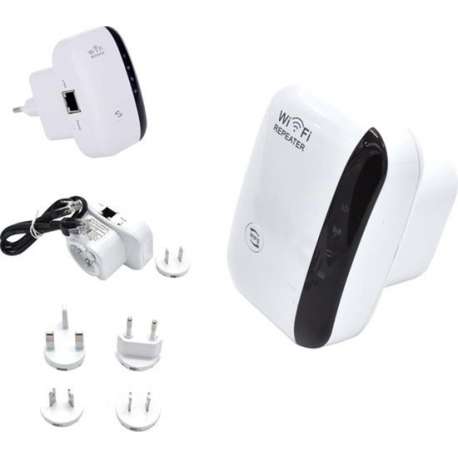 Wireless WiFi Versterker Wit + Inclusief Gratis Internetkabel - Wifi Repeater